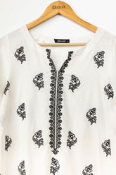 DC-0372 WHITE EMBROIDERED KURTA